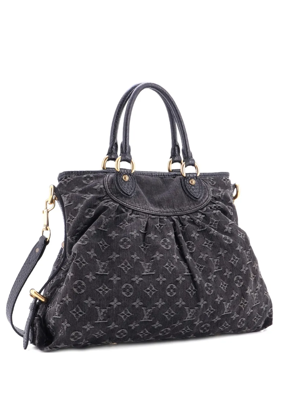 Pre-owned Louis Vuitton Neo Cabby Handbag Denim Gm Satchel In Black