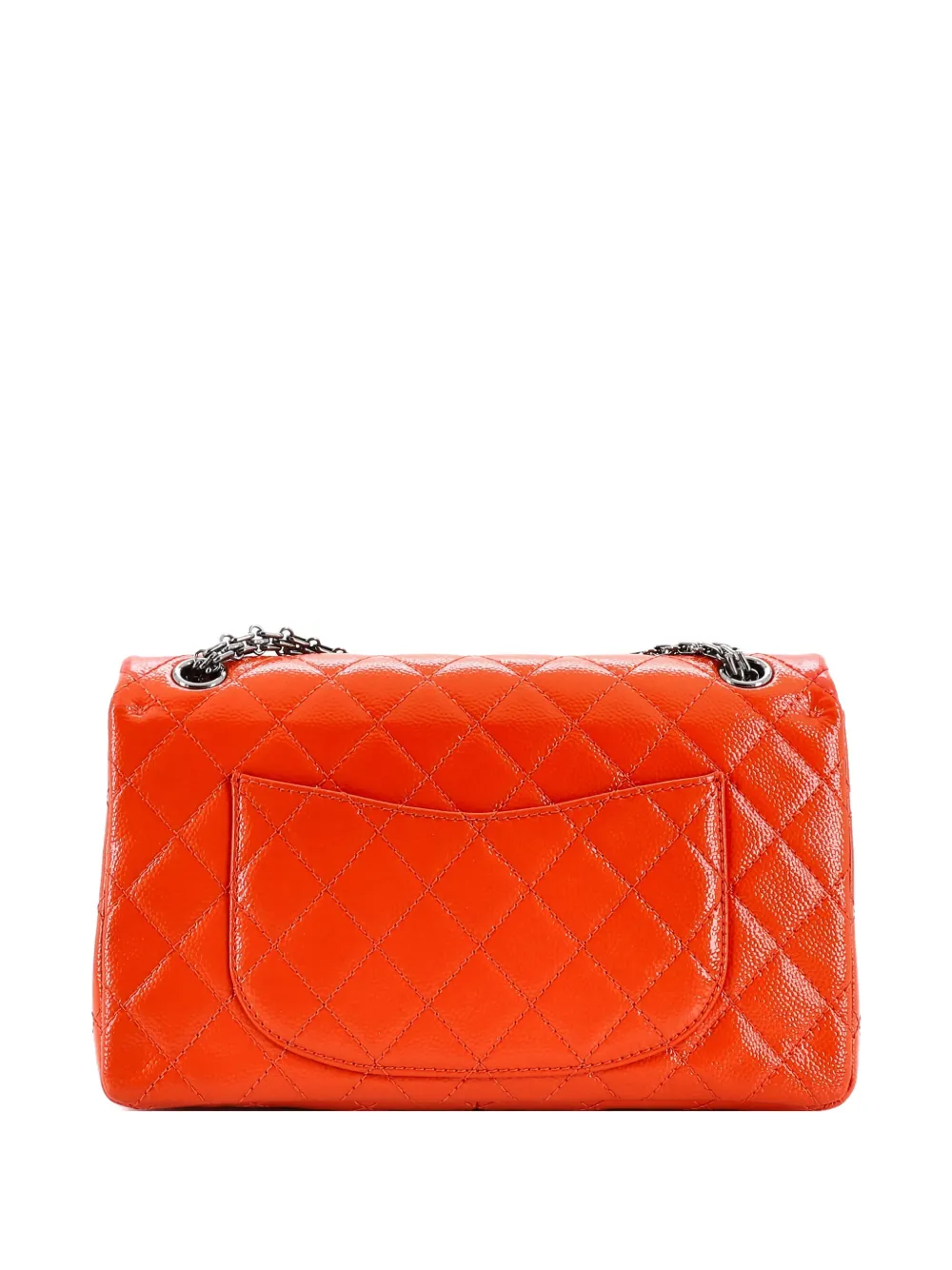 Pre-owned Chanel Reissue 2.55 Flap Bag Quilted Patent Caviar 226 Shoulder Bag In Orange