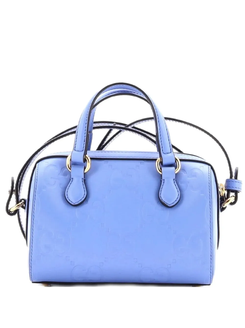 Gucci Pre-Owned Convertible Top Handle Bag Jumbo GG Embossed Leather Mini satchel - Blu