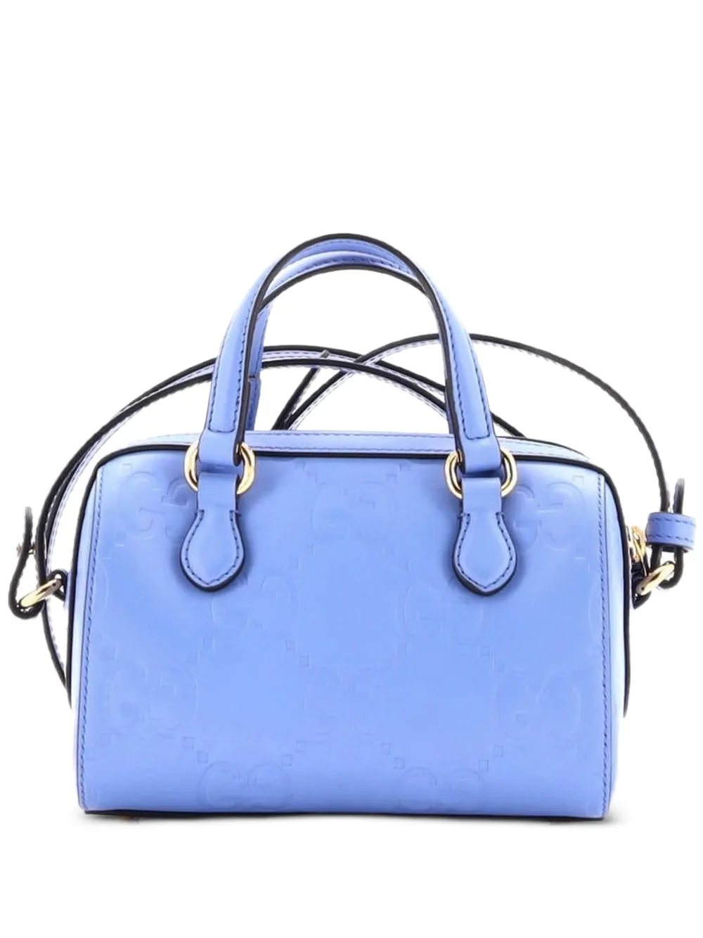 Gucci Pre-Owned Convertible Top Handle Bag Jumbo GG Embossed Leather Mini satchel - Blu
