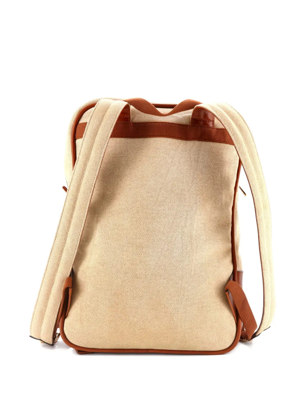 Pre-owned Gucci Front Pocket Vintage Web Canvas With Leather Medium Backpack In Brown