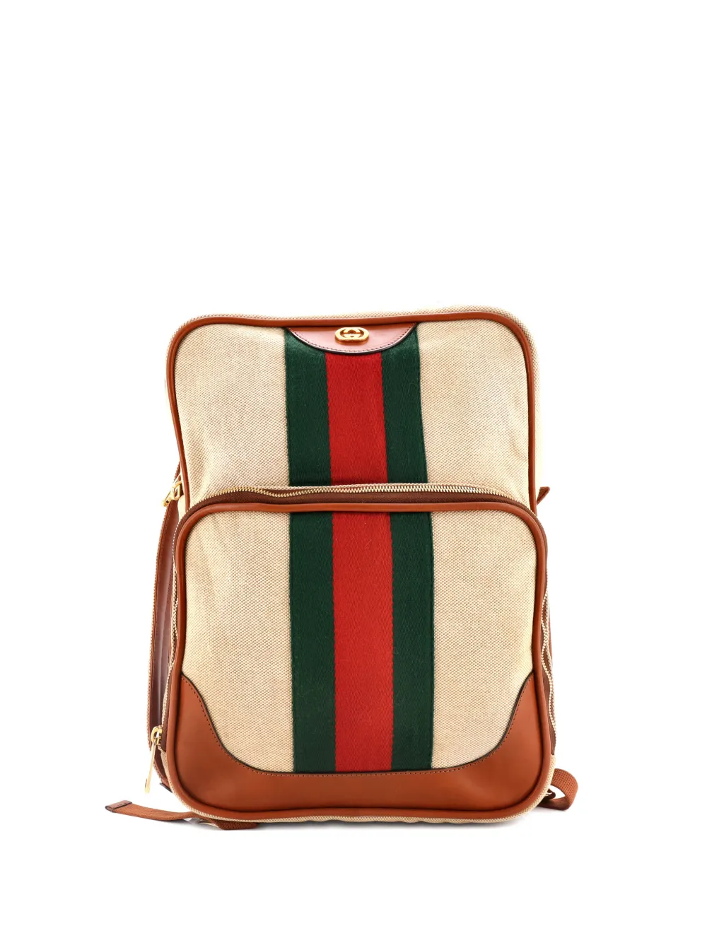 Gucci Pre-Owned Front Pocket Vintage Web Canvas with Leather Medium backpack | marrón | Image 1