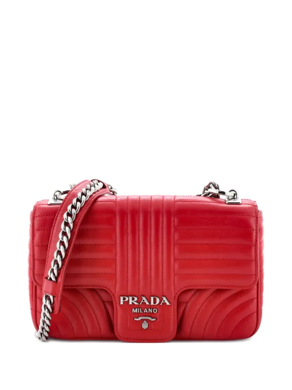 Prada Pre-Owned チェーンフラップ ショルダーバッグ | レッド