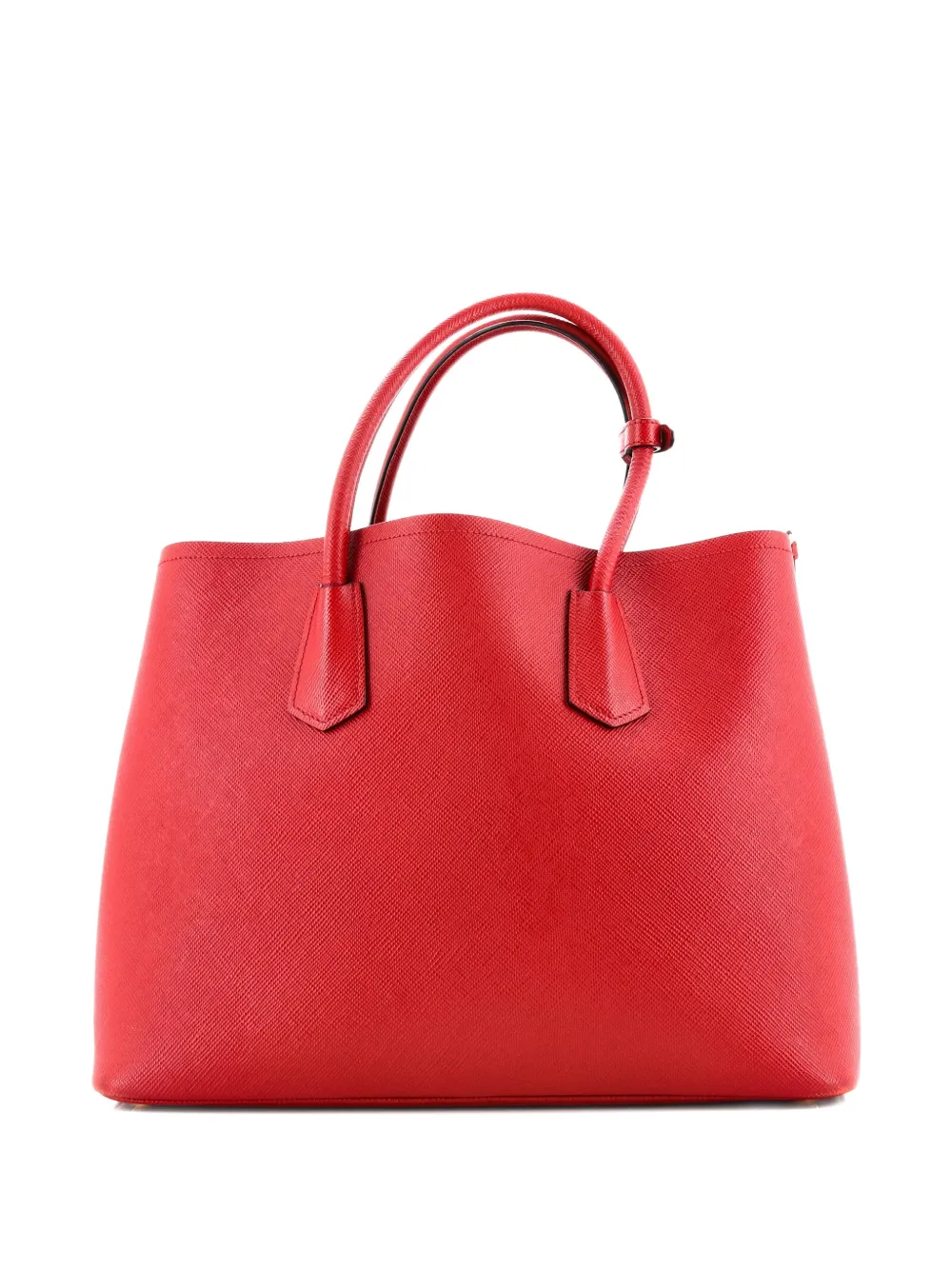 Pre-owned Prada Cuir Double Saffiano Leather Medium Tote Bag In Red