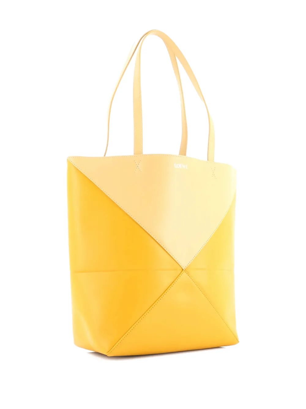 Pre-owned Loewe Puzzle Fold Leather Medium Tote Bag In Yellow