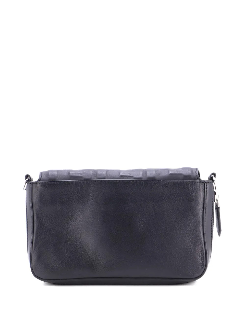 Pre-owned Fendi Expandable Flap Bag Zucca Embossed Leather Crossbody Bag In Black