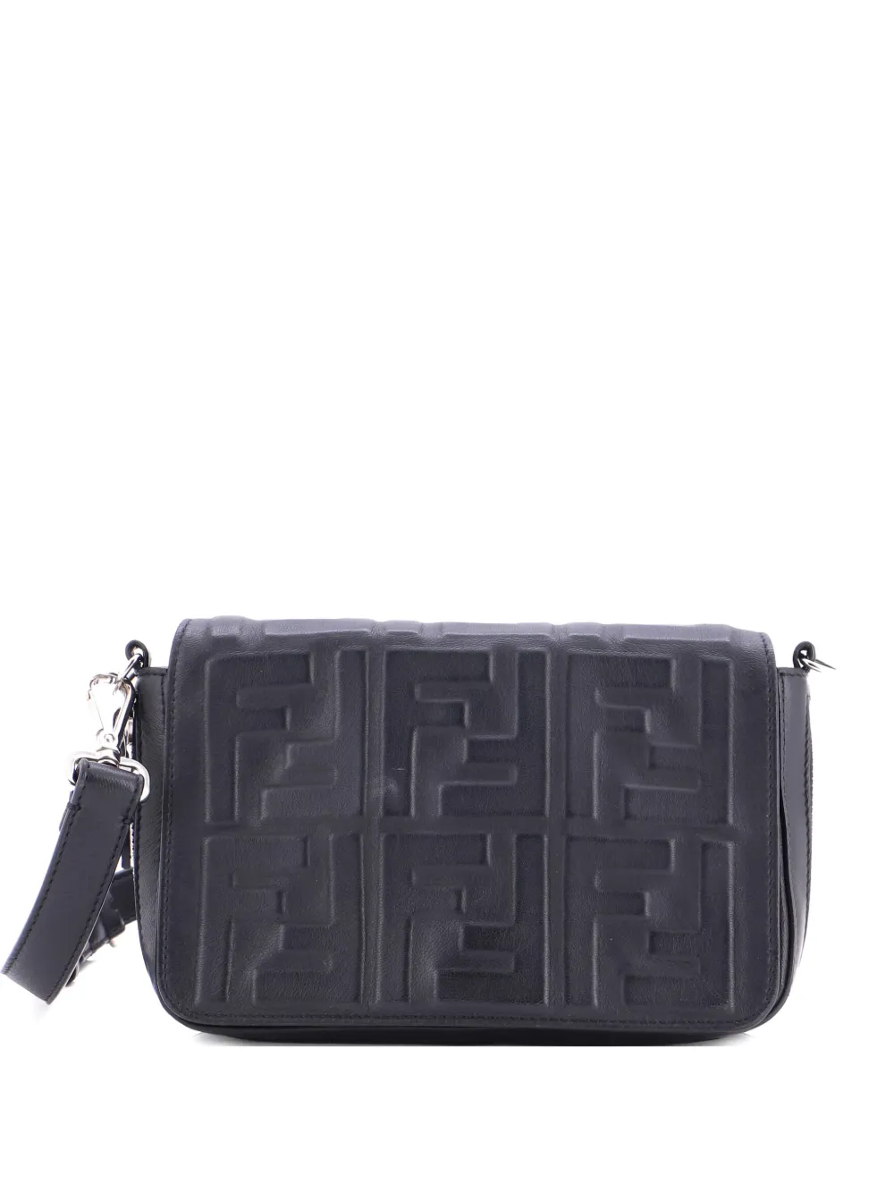 Fendi Pre-Owned Expandable Flap Bag Zucca Embossed Leather crossbody bag - Nero