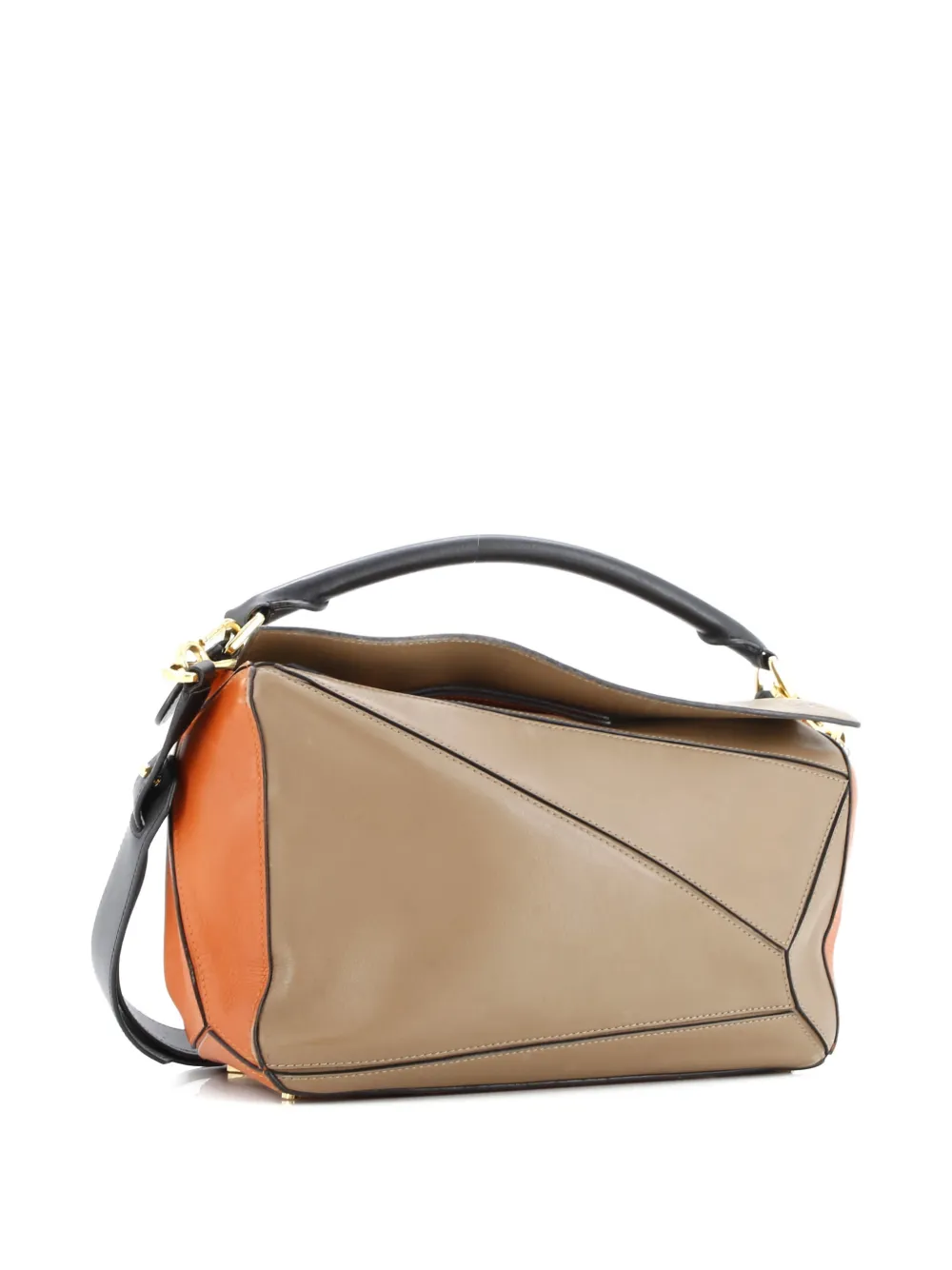 Pre-owned Loewe Puzzle Bag Leather Medium Shoulder Bag In Brown