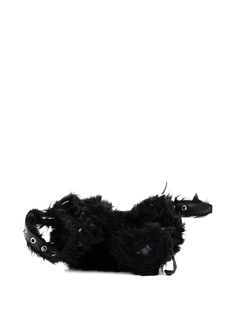 Pre-owned Balenciaga Le Cagole Giant Studs Faux Fur Xs Shoulder Bag In Black