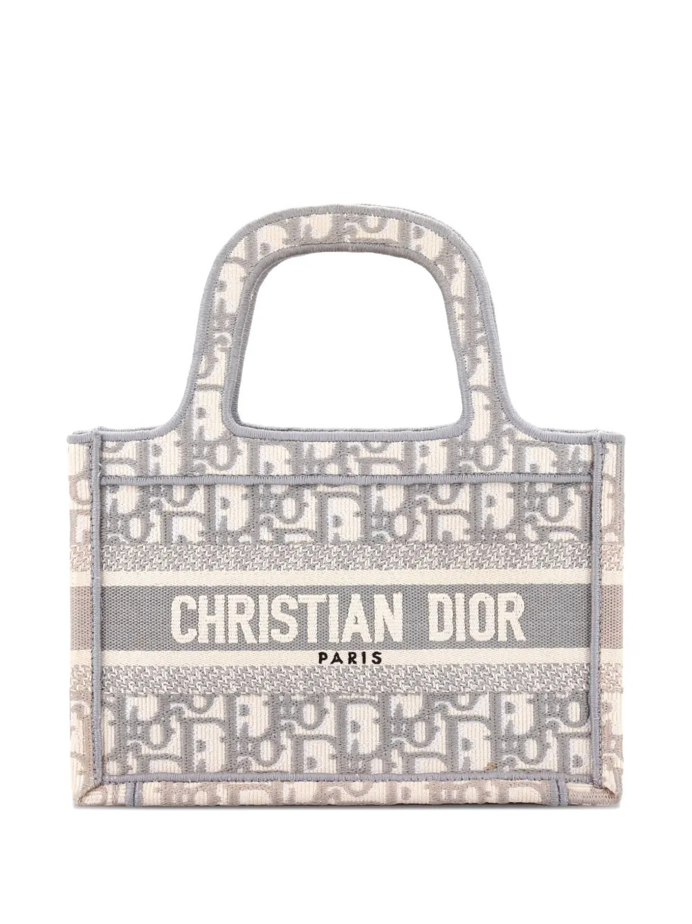 Pre-owned Dior Book Oblique Canvas Mini Tote Bag In Gray