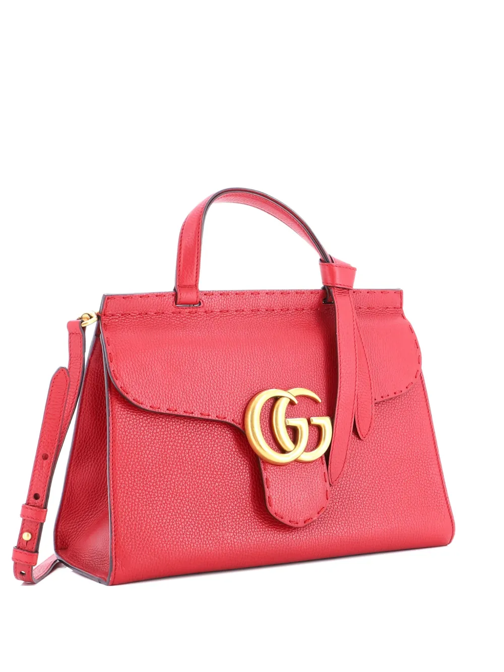 Gucci Pre-Owned GG Marmont Top Handle Bag Leather Small satchel - Rosso