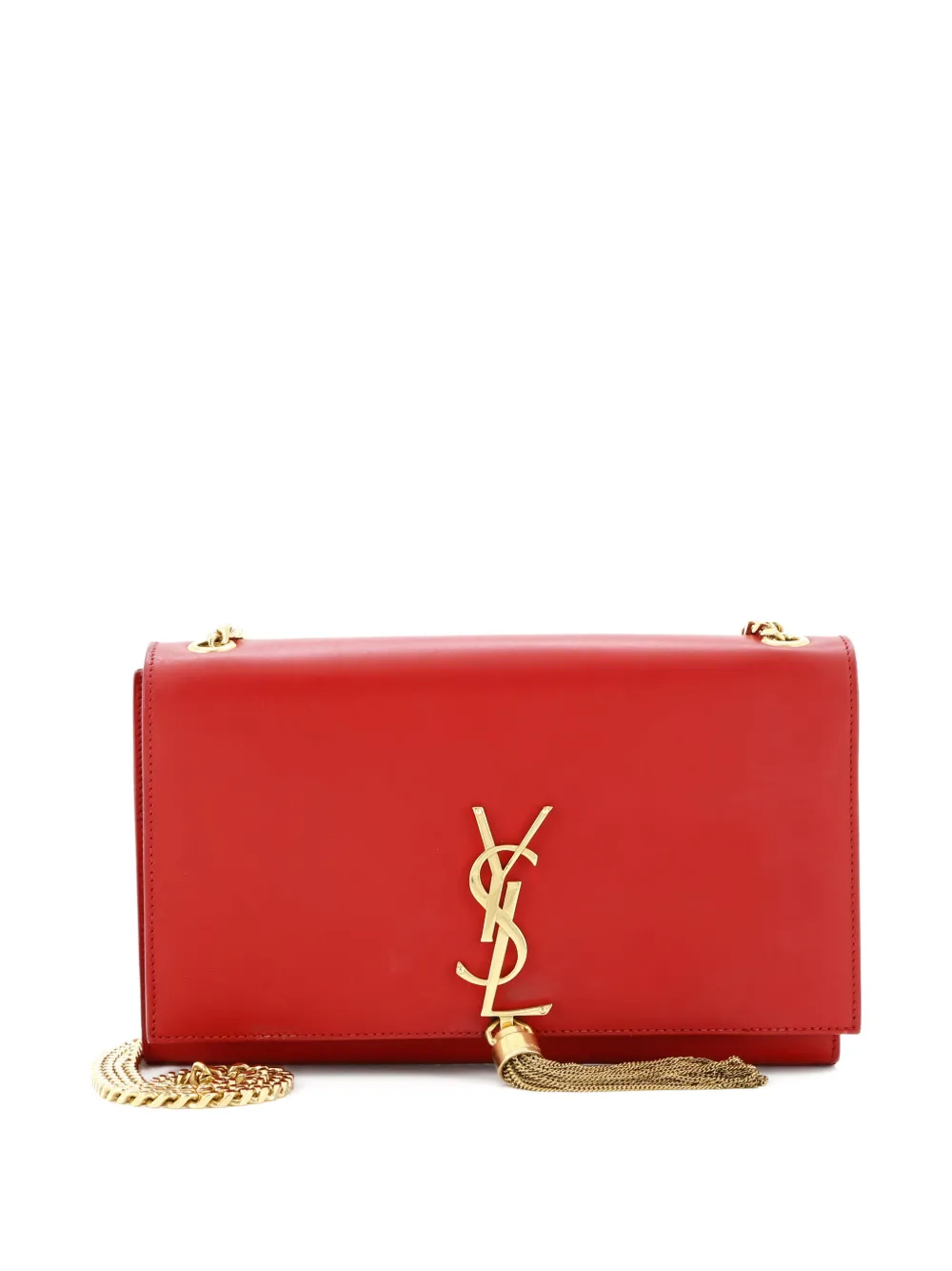 Saint Laurent Pre-Owned Classic Monogram Tassel Leather Medium crossbody bag - Rosso