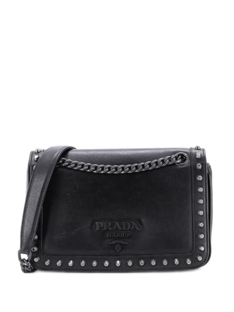 Prada Pre-Owned Chain Flap Bag Studded Glace Calf Small crossbody bag