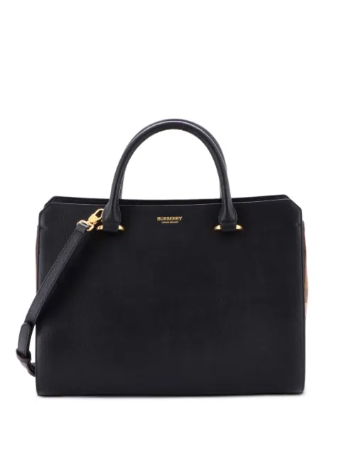 Burberry Pre-Owned Banwell Leather and House Check Canvas Small tote bag