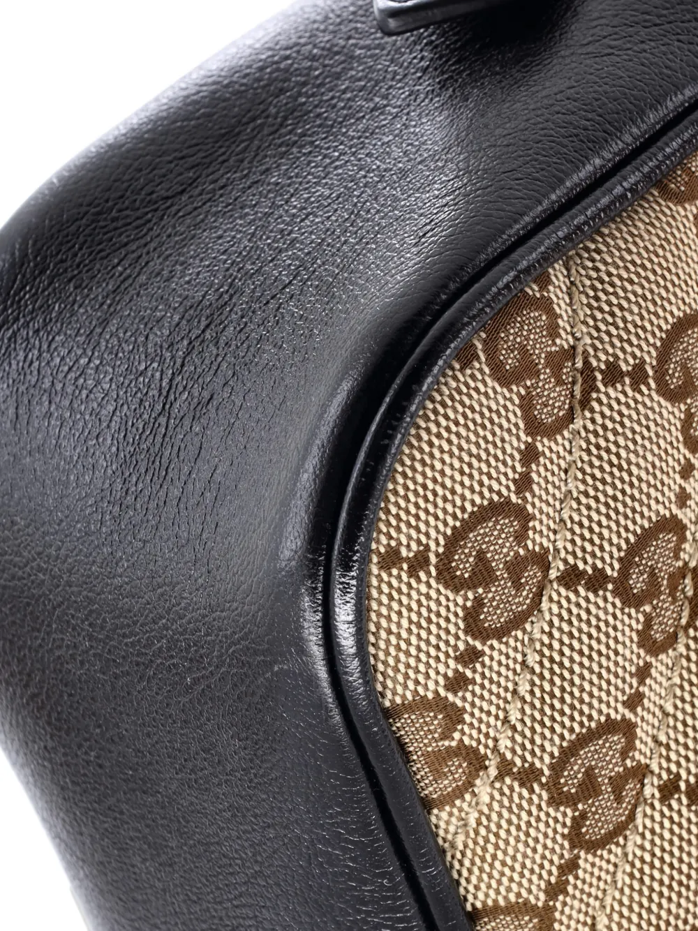 Pre-owned Gucci Gg Marmont Shoulder Bag Diagonal Quilted Gg Canvas With Leather Small Crossbody Bag In Black