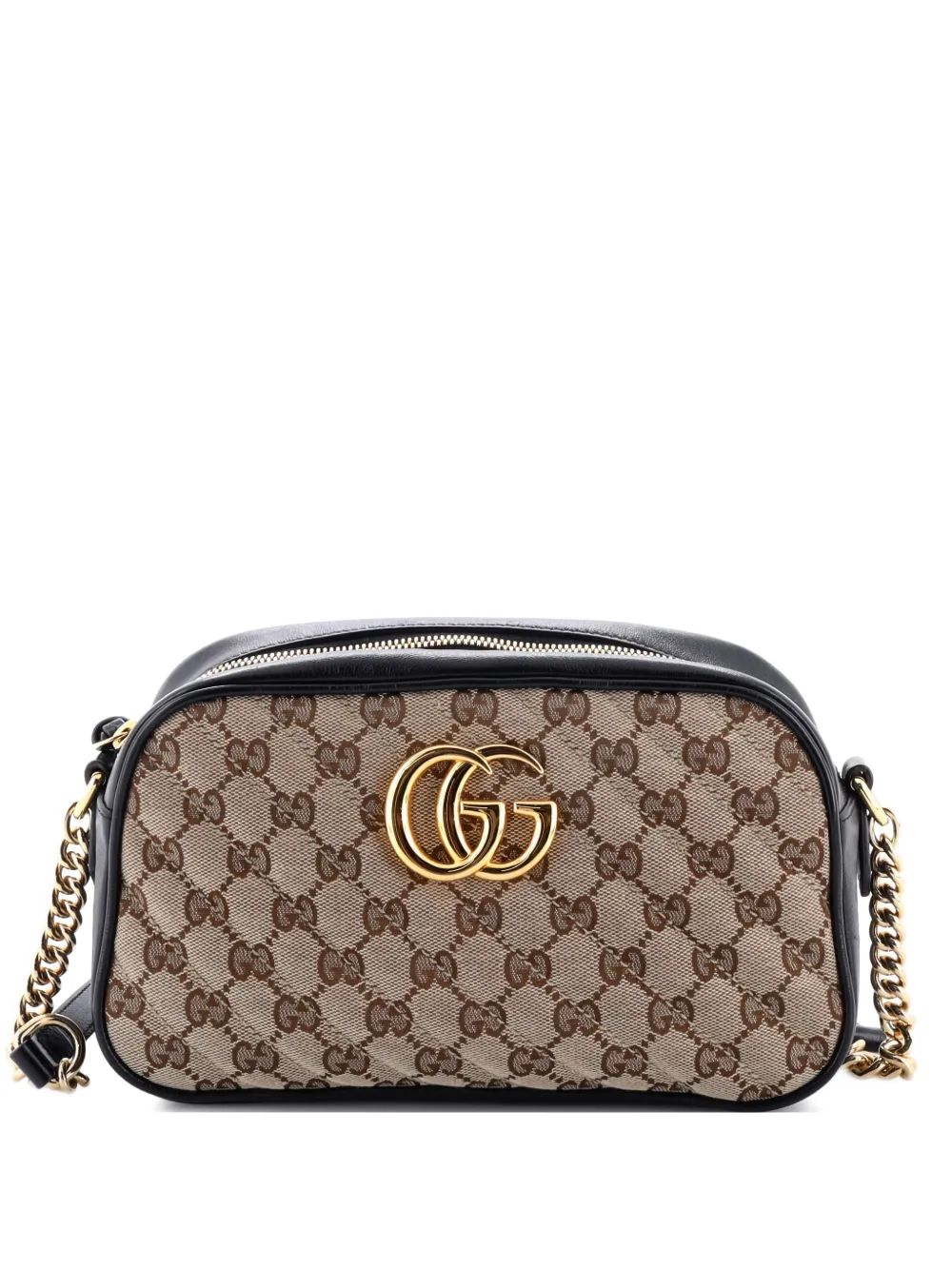 Gucci Pre-Owned GG Marmont Shoulder Bag Diagonal Quilted GG Canvas with Leather Small crossbody bag - Nero