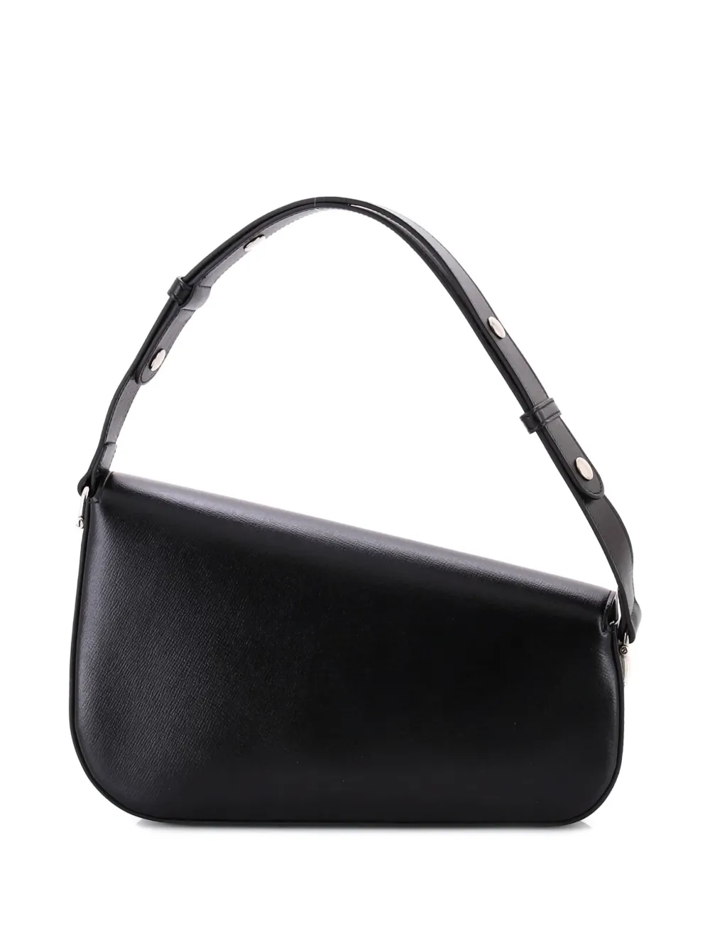 Pre-owned Gucci Horsebit 1955 Asymmetric Leather Small Shoulder Bag In Black