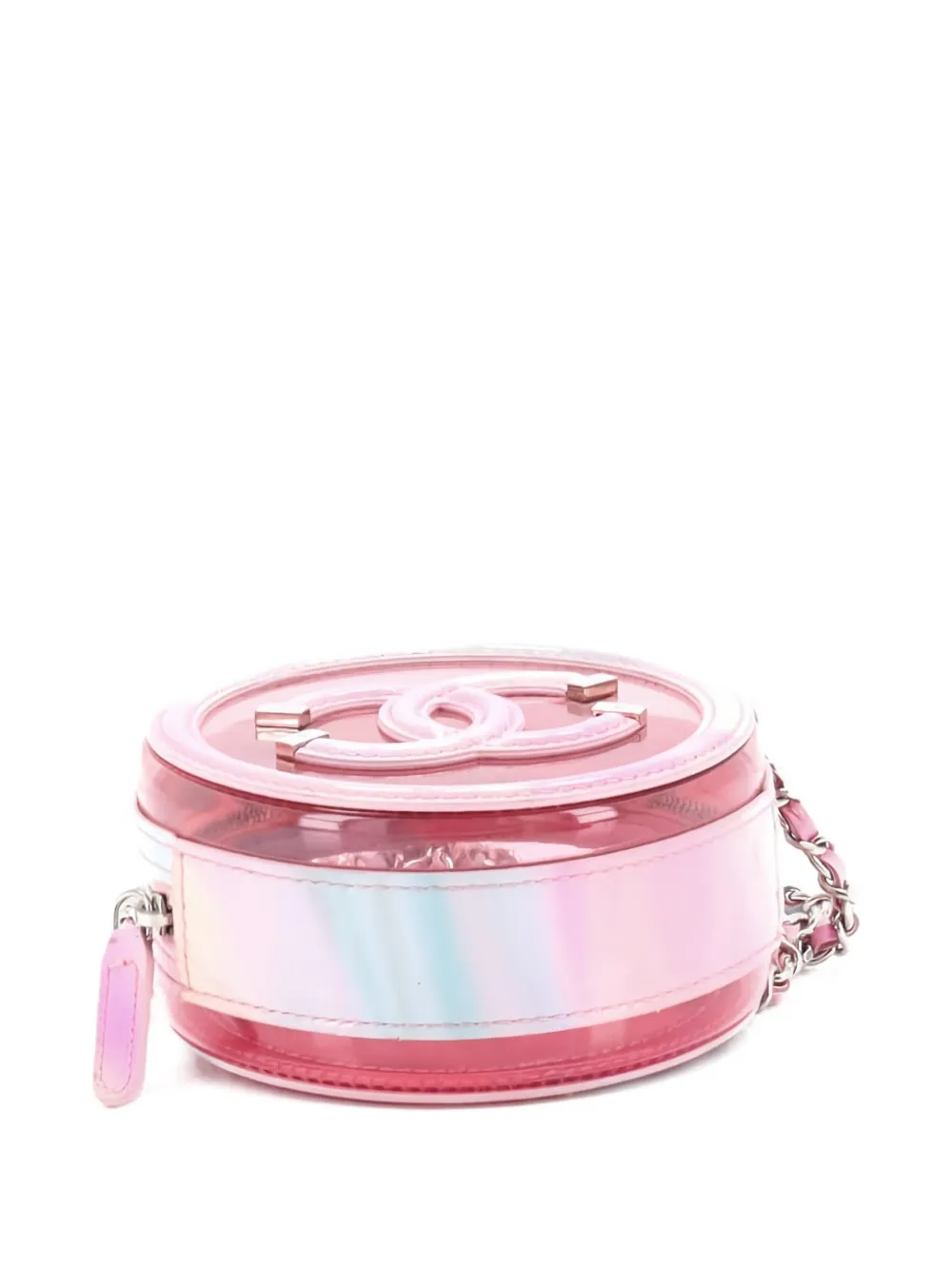 Pre-owned Chanel Filigree Round Clutch With Chain Pvc With Lambskin Mini Crossbody Bag In Multi