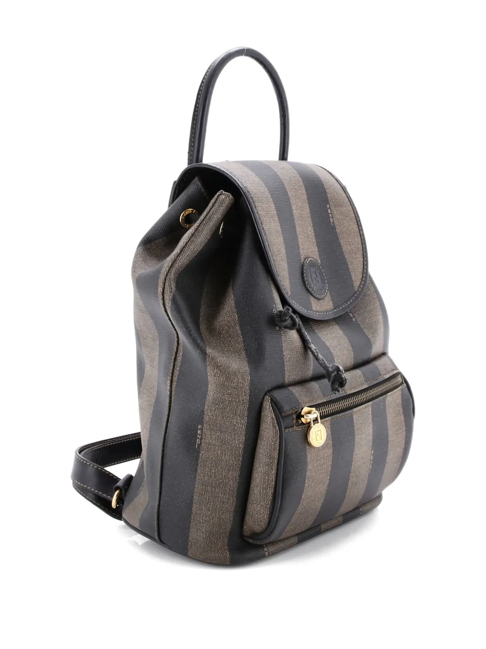 Pre-owned Fendi Pequin Front Pocket Coated Canvas Small Backpack In Brown