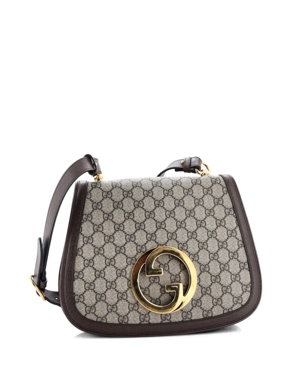 Pre-owned Gucci Blondie Nm Top Handle Bag Gg Coated Canvas Medium Satchel In Brown