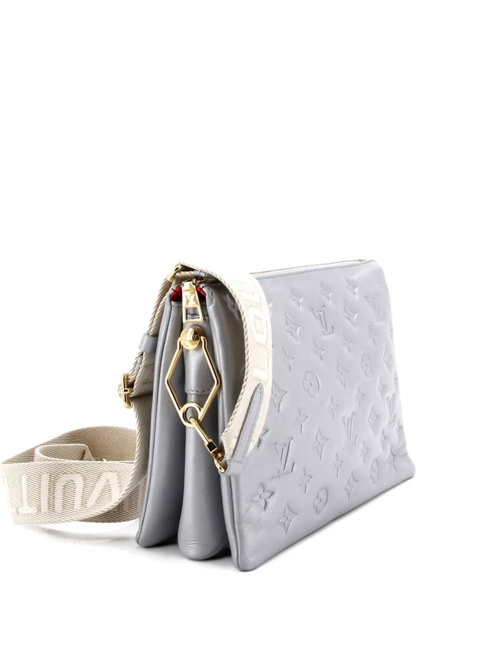 Pre-owned Louis Vuitton Coussin Bag Monogram Embossed Lambskin Pm Crossbody Bag In Silver