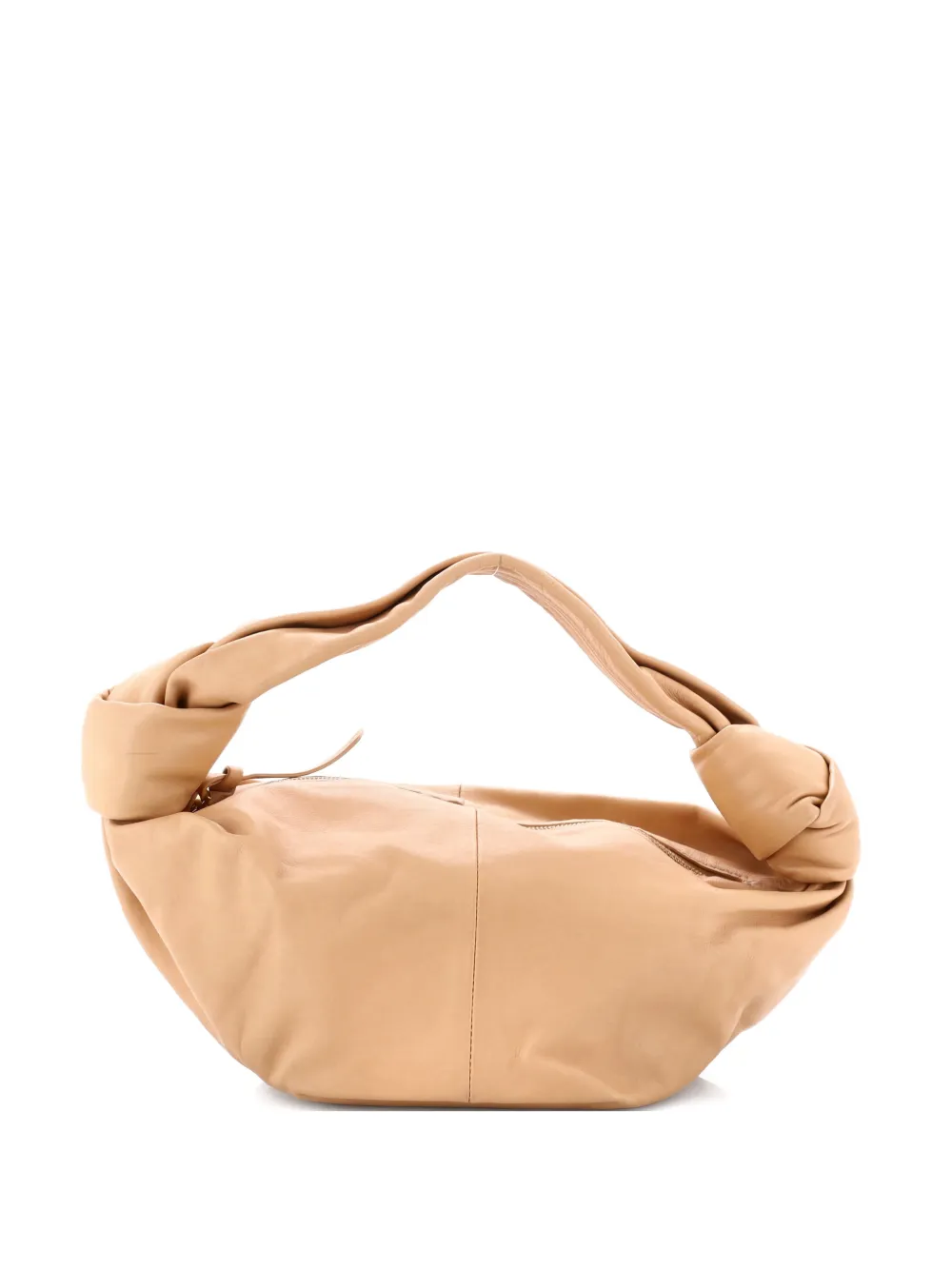 Pre-owned Bottega Veneta Double Knot Leather Mini Hobo Bag In Neutral