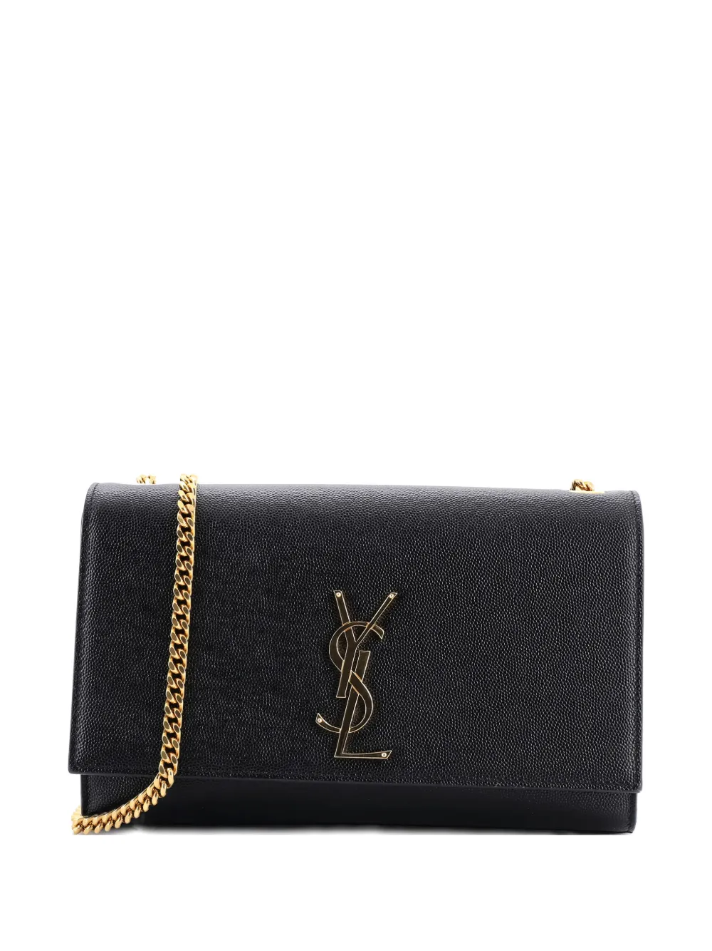 Pre-owned Saint Laurent Classic Monogram Grainy Leather Medium Crossbody Bag In Black