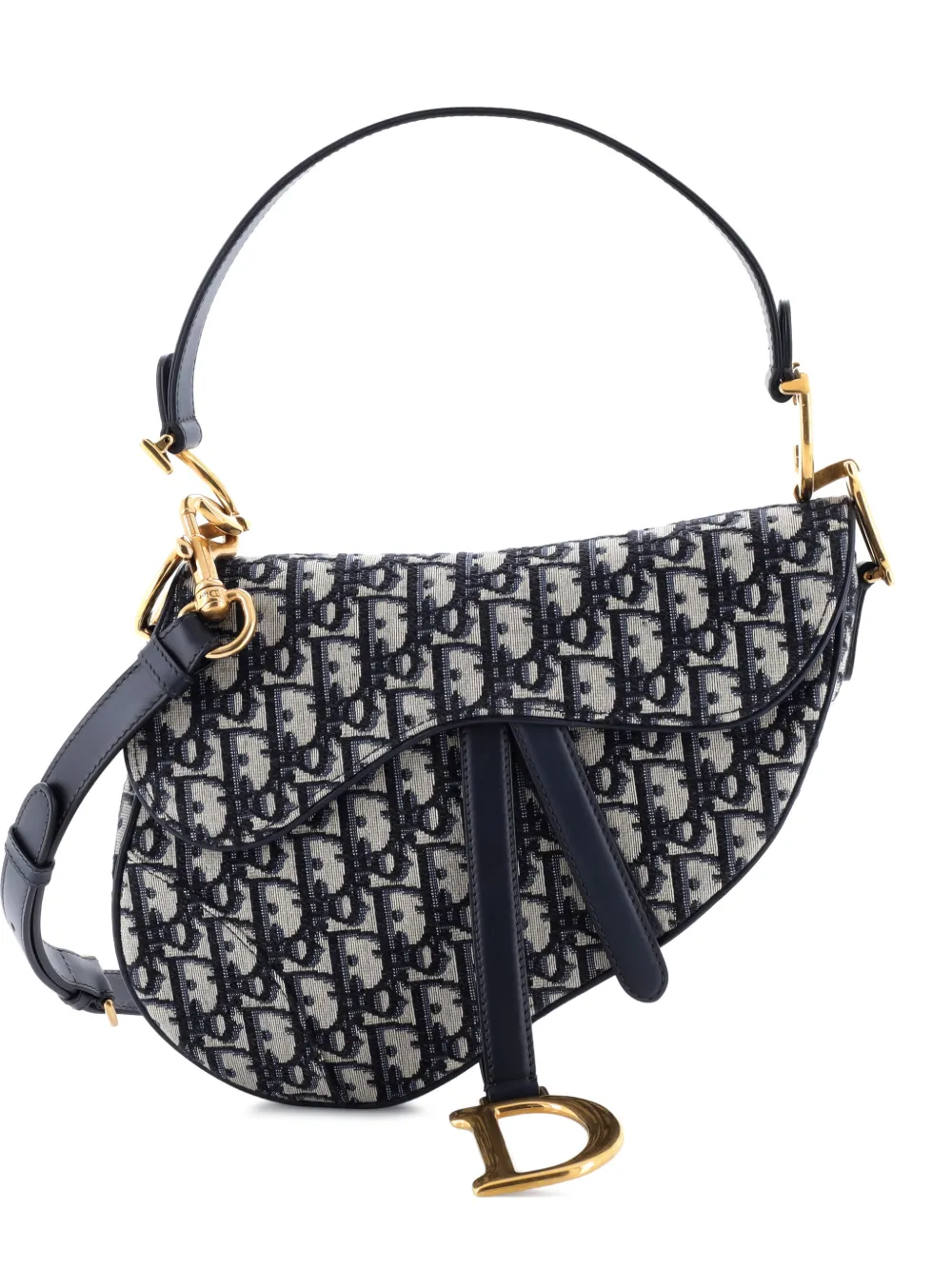 Christian Dior Pre-Owned Saddle Handbag with Strap Oblique Canvas Medium shoulder bag - Blu