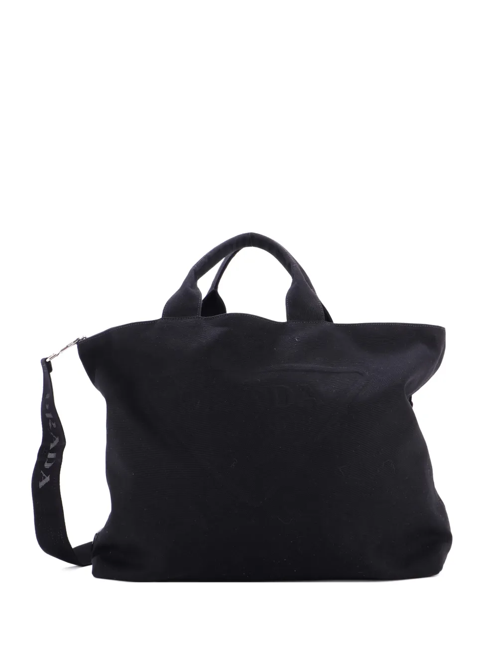 Prada Pre-Owned Embossed Triangle Logo Convertible Canvas Large tote bag | noir | Image 1