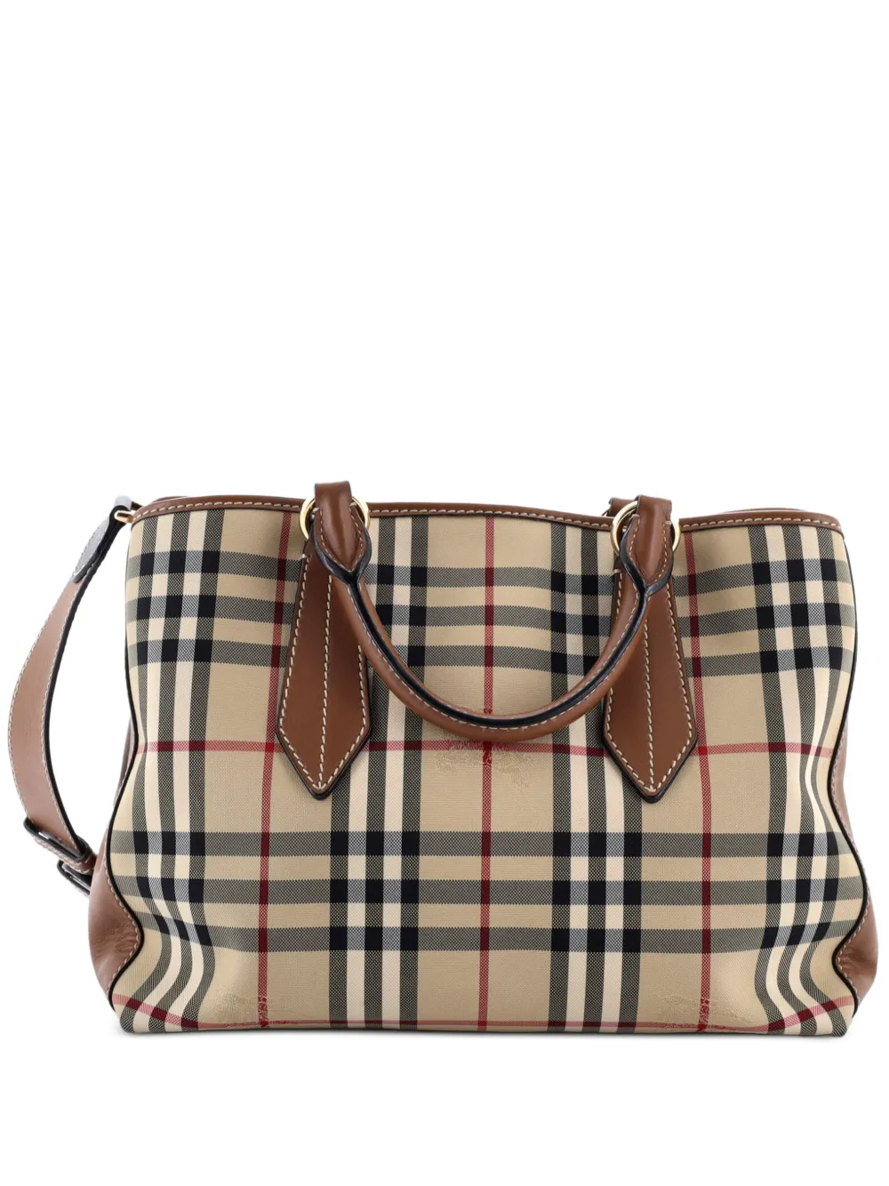 Burberry Pre-Owned Ballingdon Tote Horseferry Check Canvas and Leather Medium satchel - Marrone
