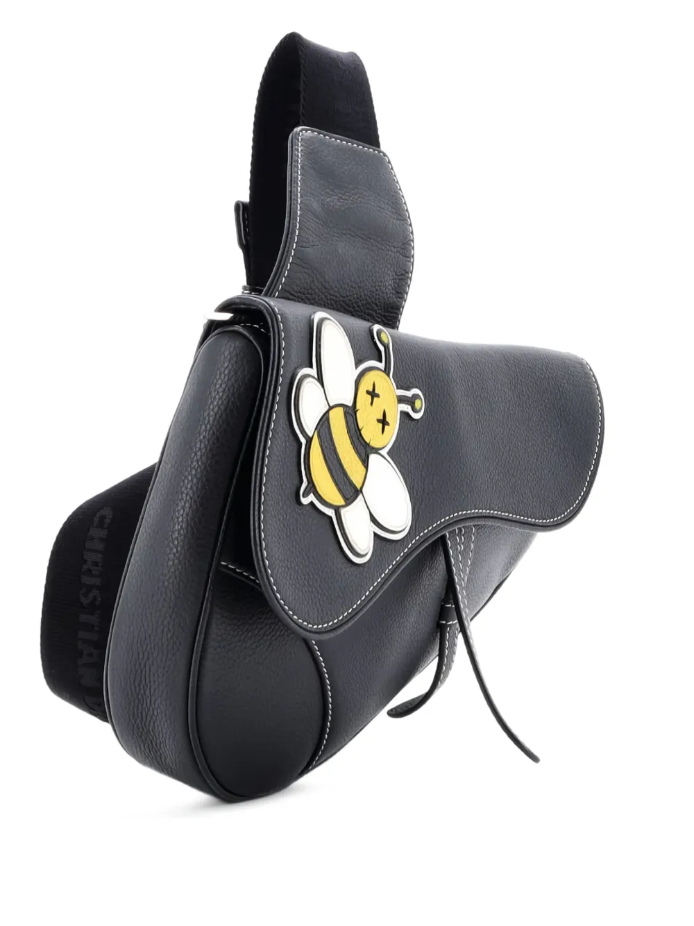 Christian Dior Pre-Owned KAWS Saddle Leather with Applique crossbody bag - Nero