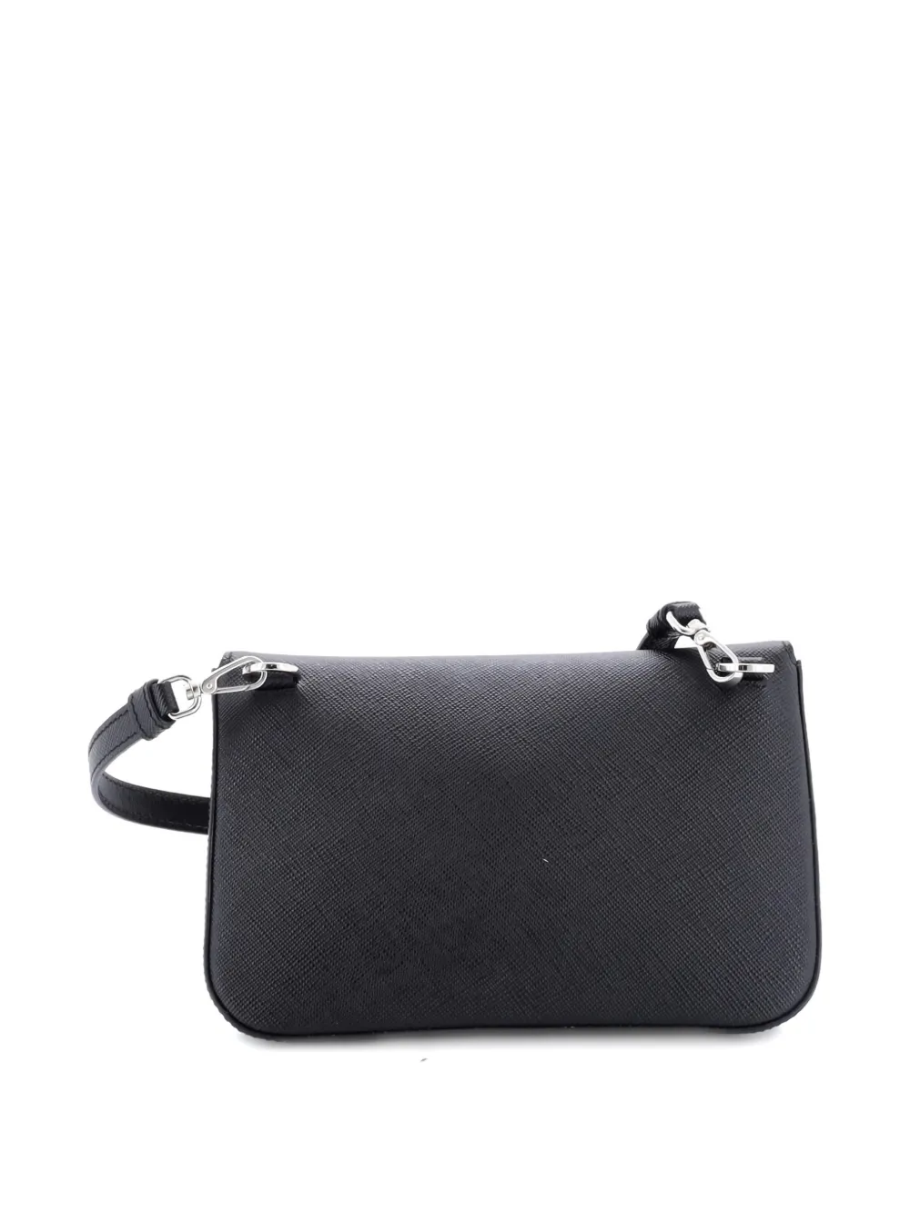 Triangle Logo Full Flap Saffiano Leather Shoulder Bag