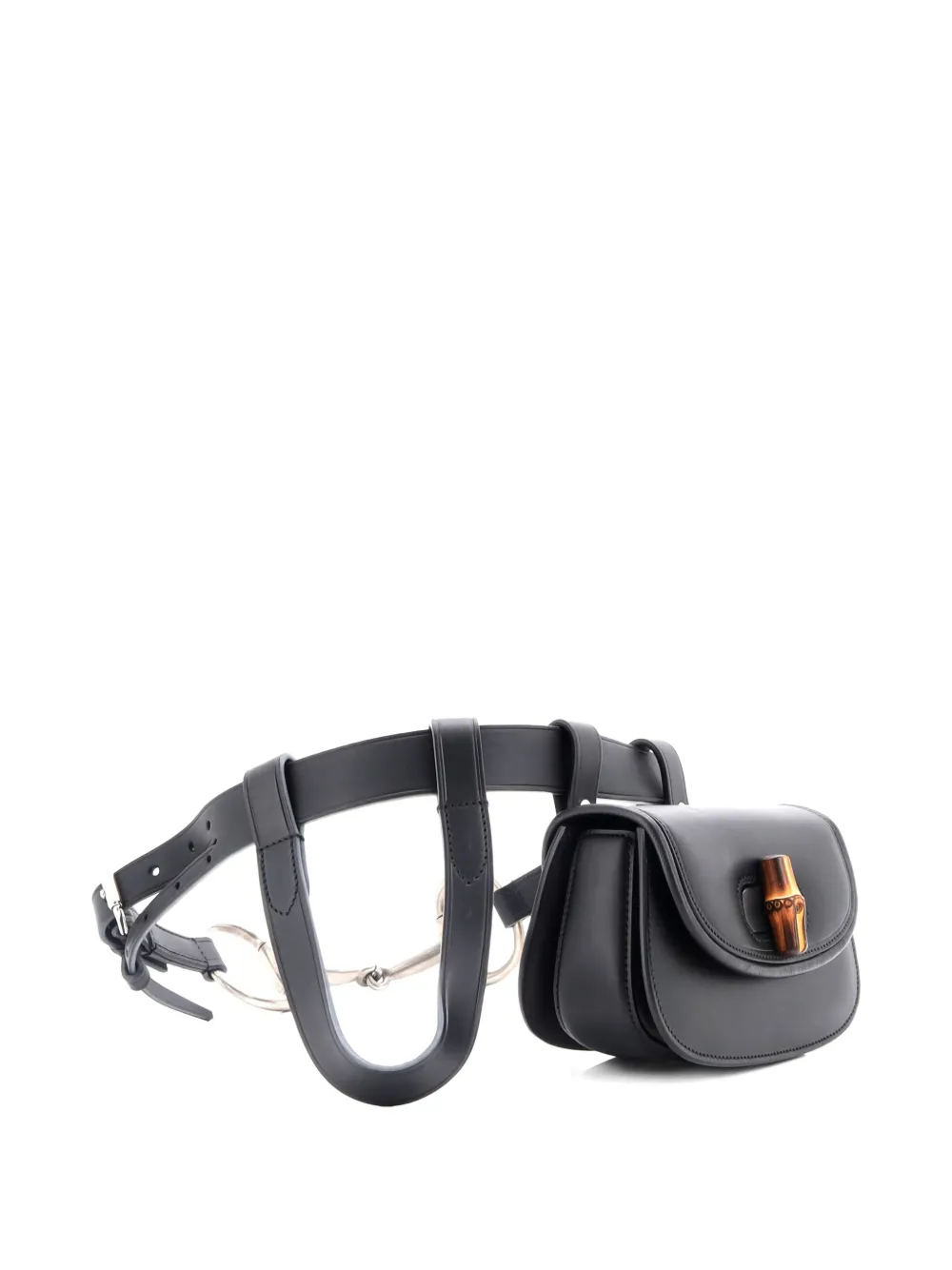 Pre-owned Gucci Bamboo 1947 Leather Mini Belt Bag In Black