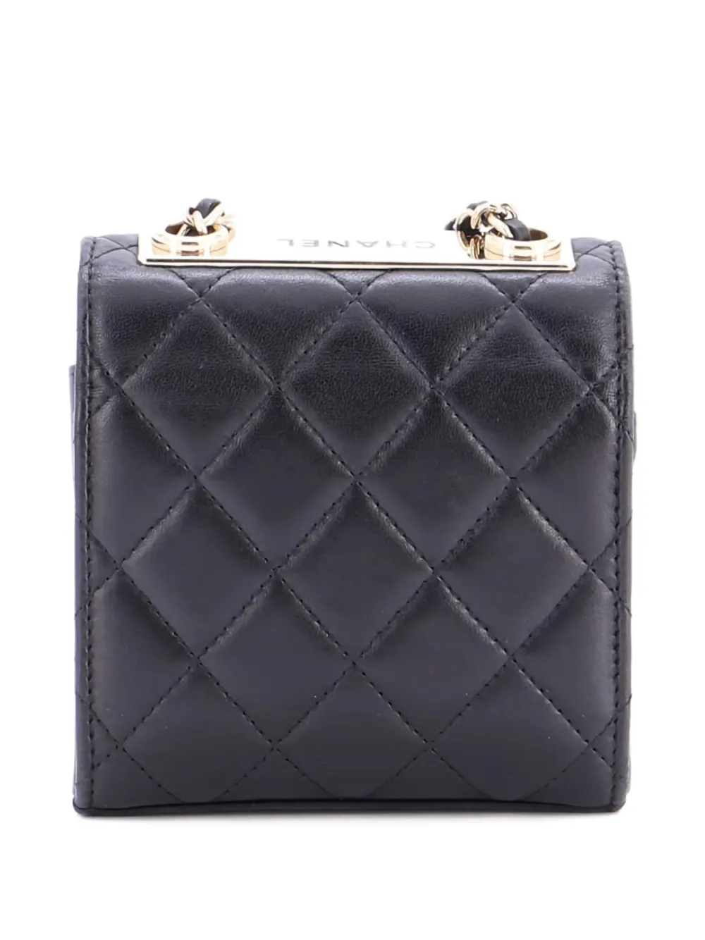 Pre-owned Chanel Trendy Cc Clutch With Chain Quilted Lambskin Small Crossbody Bag In Black