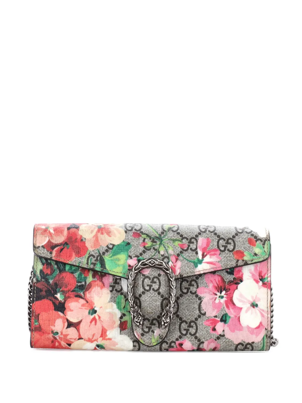 Gucci Pre-Owned Dionysus Chain Wallet Blooms Print GG Coated Canvas Small crossbody bag - Marrone