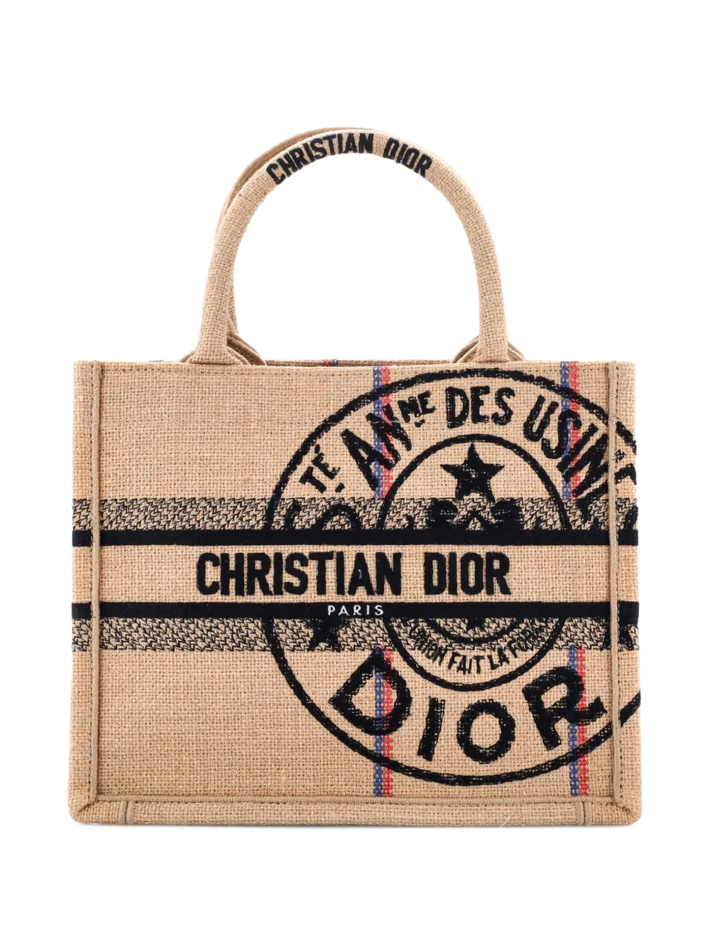 Christian Dior Pre-Owned Book Embroidered Raffia Small tote bag - Nero
