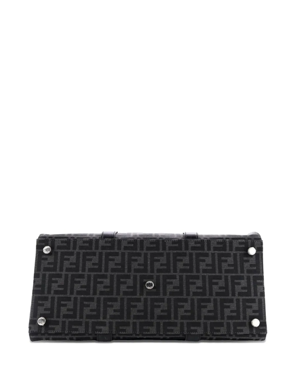 Pre-owned Fendi Shopper Zucca Canvas Large Tote Bag In Black