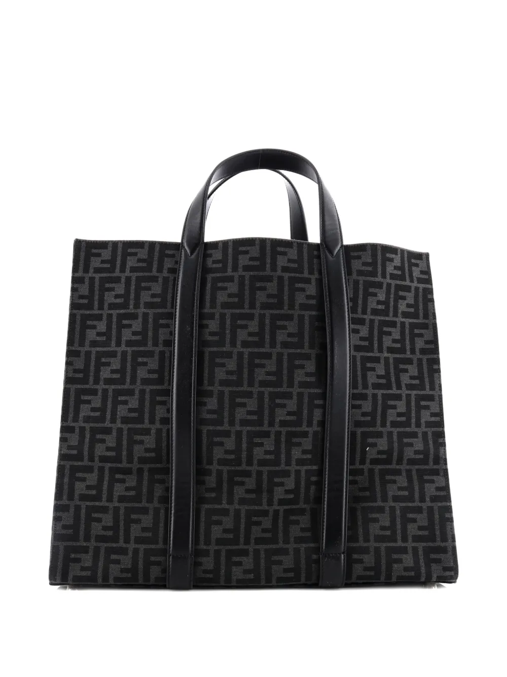 Pre-owned Fendi Shopper Zucca Canvas Large Tote Bag In Black