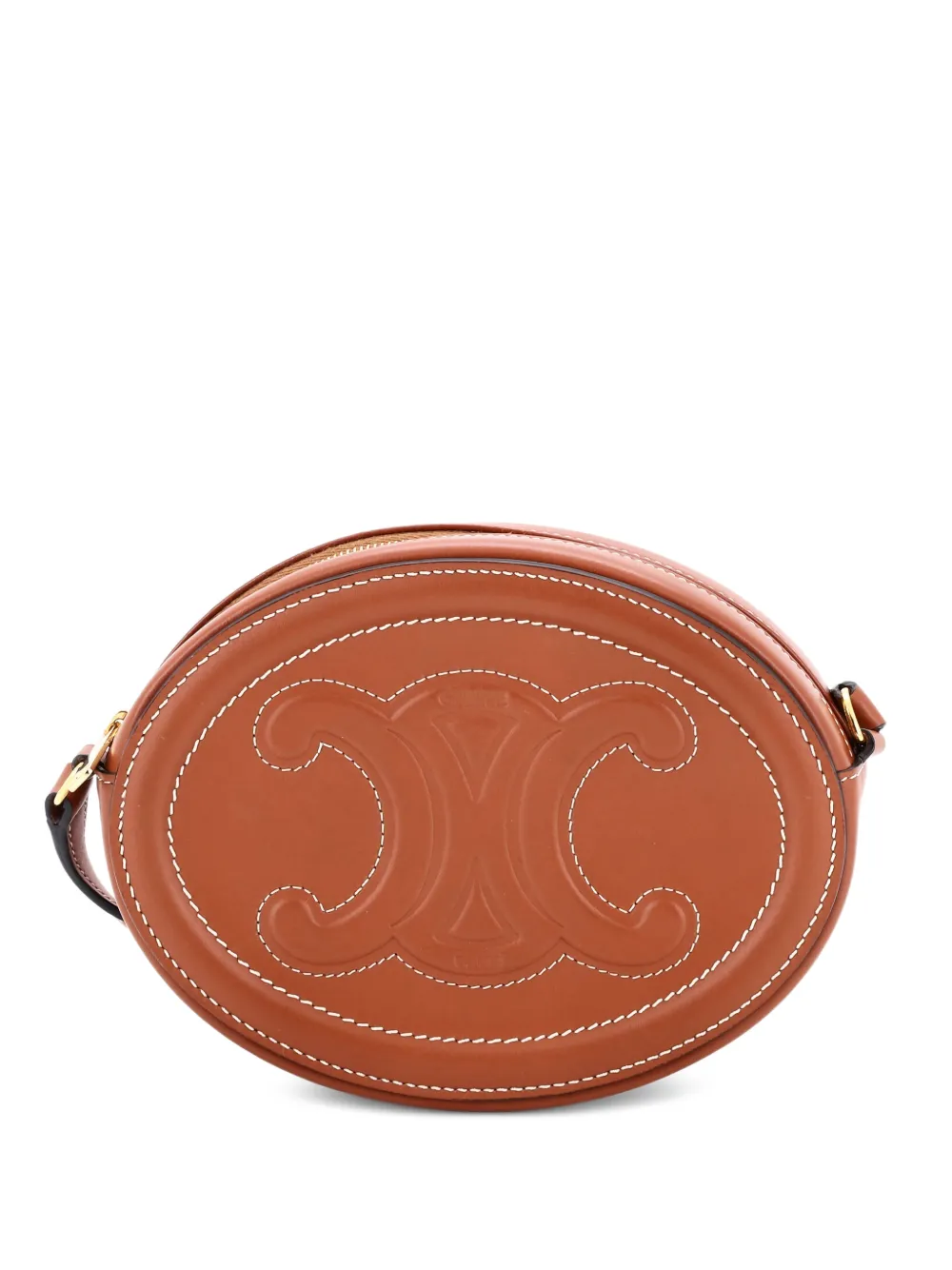 Celine Pre-Owned Triomphe Oval Leather Mini crossbody bag - Marrone