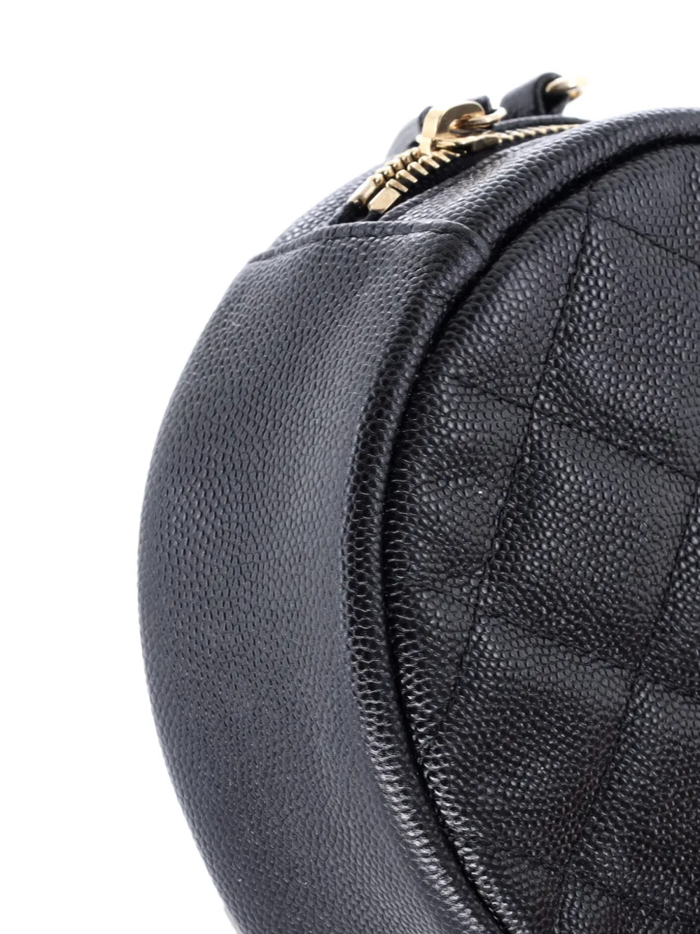 Pre-owned Chanel Round Clutch With Chain Quilted Caviar Mini Crossbody Bag In Black