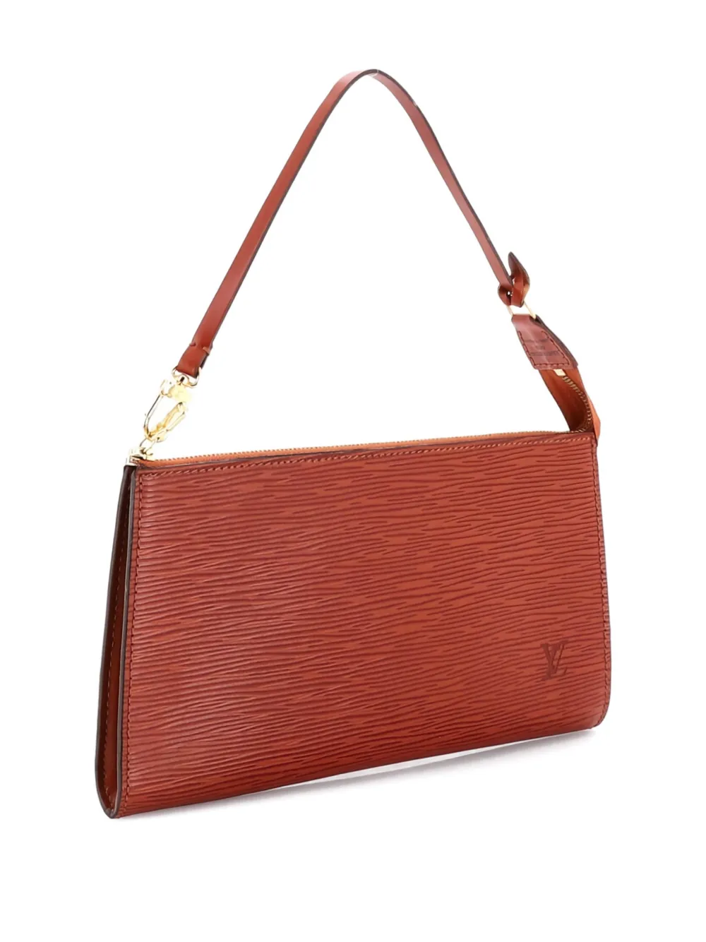 Pre-owned Louis Vuitton Pochette Accessoires Epi Leather Clutch Bag In Brown