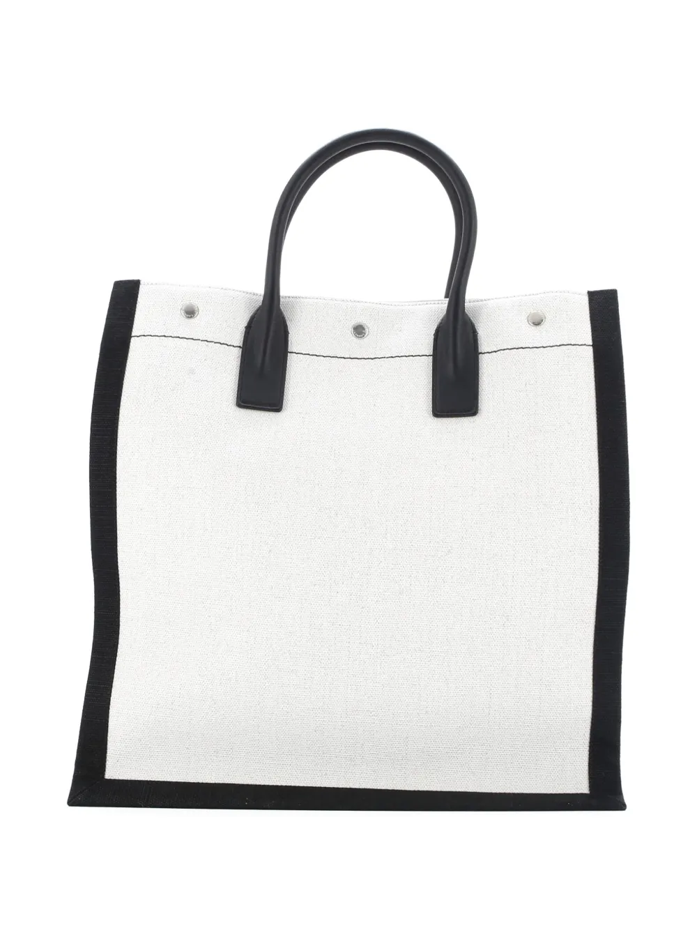 Pre-owned Saint Laurent Rive Gauche Shopper Canvas Tall Tote Bag In Neutral