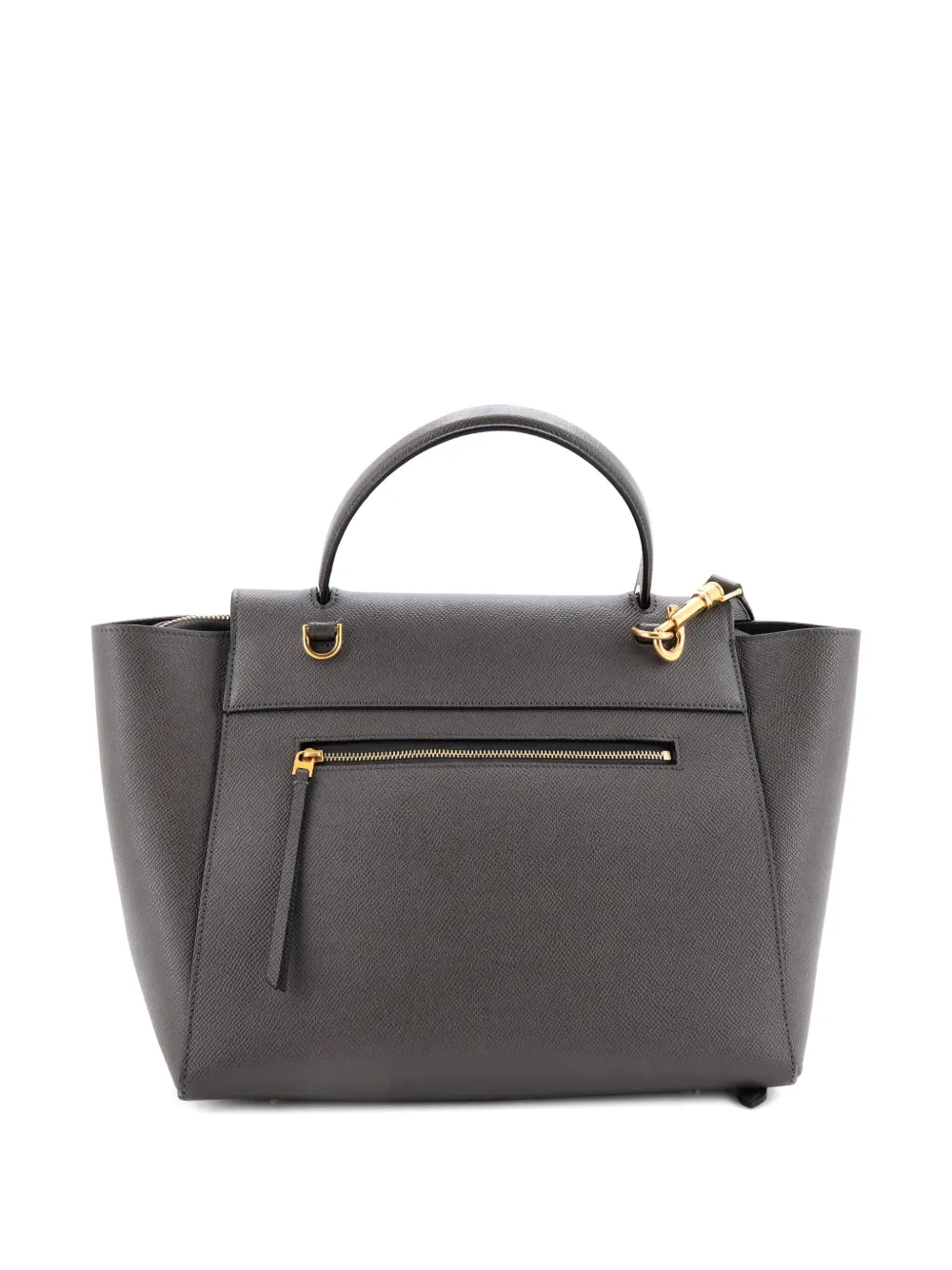 Pre-owned Celine Belt Bag Textured Leather Mini Shoulder Bag In Gray