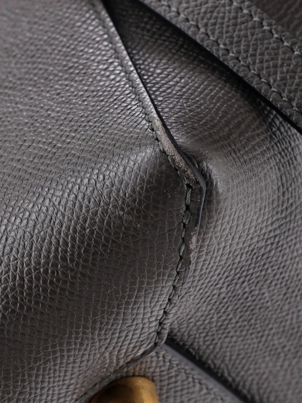 Pre-owned Celine Belt Bag Textured Leather Mini Shoulder Bag In Gray