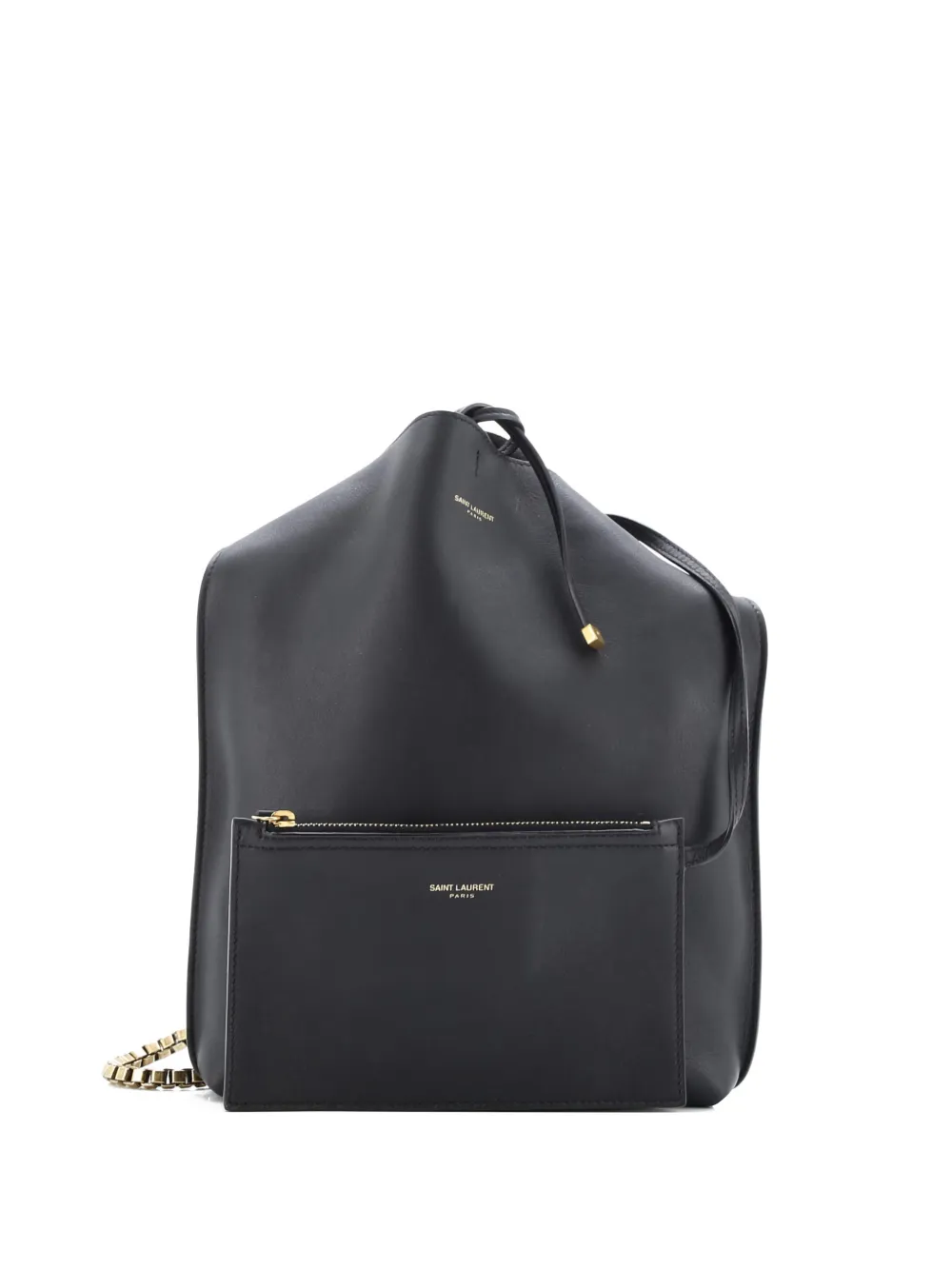 Pre-owned Saint Laurent Suzanne Leather Small Hobo Bag In Black