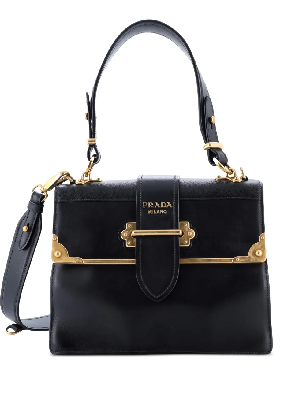 Prada Pre-Owned Cahier Convertible City Calf and Saffiano Medium shoulder bag - Nero