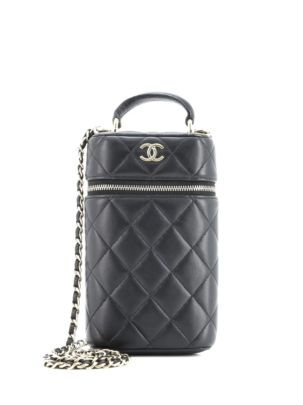 CHANEL Pre-Owned Classic Vanity Top Handle Phone Holder with Chain Quilted Lambskin crossbody bag - Nero