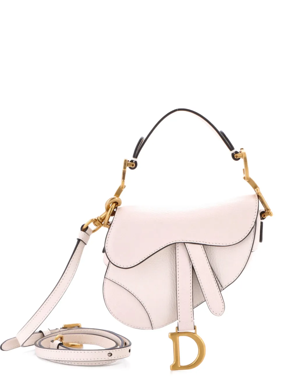 Christian Dior Pre-Owned Saddle Handbag with Strap Leather Micro shoulder bag - Bianco