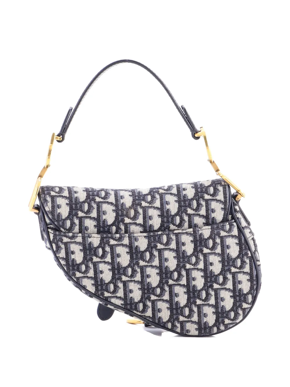 Pre-owned Dior Saddle Handbag Oblique Canvas Mini Shoulder Bag In Blue