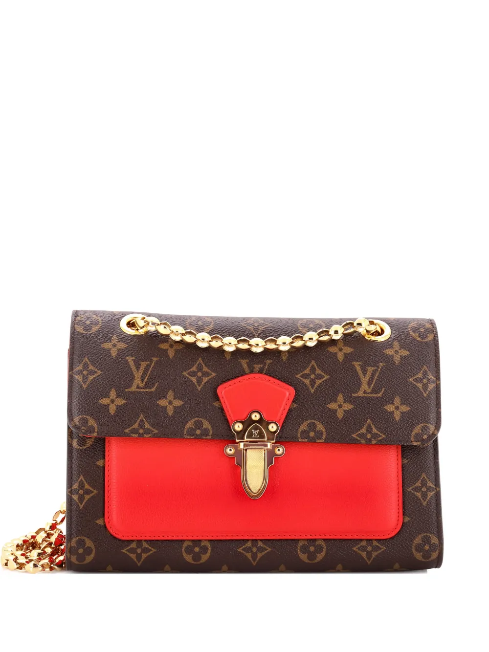 Pre-owned Louis Vuitton Victoire Handbag Monogram Canvas And Leather Shoulder Bag In Brown